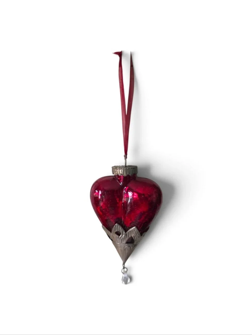 Red Heart Glass Hanging Ornament